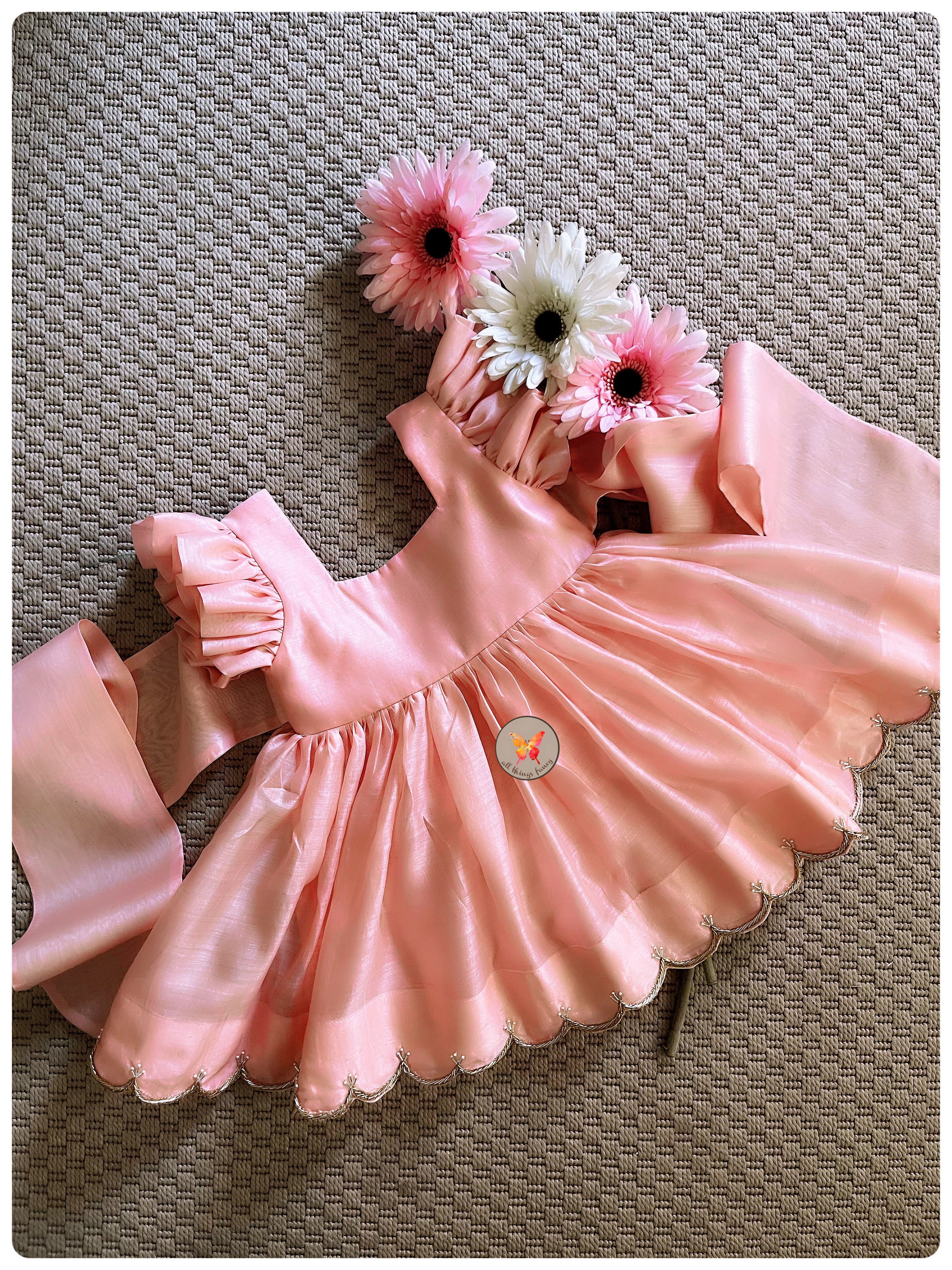 The Embroidered Bunny Tie Dress- Pink