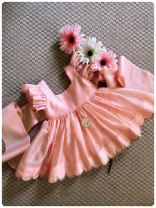 The Embroidered Bunny Tie Dress- Pink