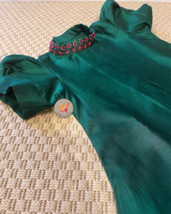 Indian Frenchknot Tunic In Emerald Green