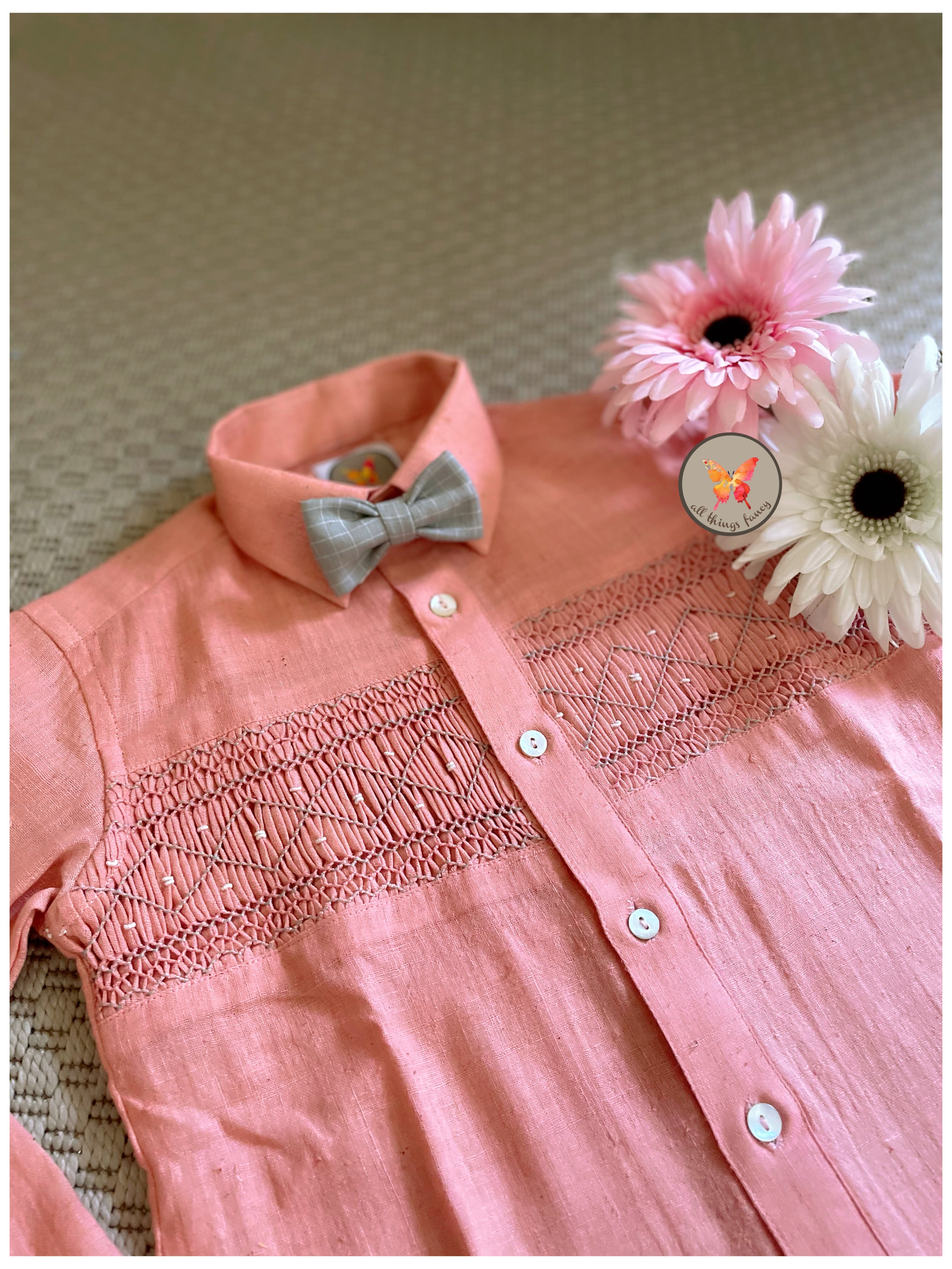 Powder Pink Smocked Boy Shirt