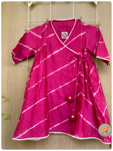 Lehariya Angrakha Set - Rani Pink