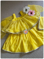 Load image into Gallery viewer, Foil Bunny Tie Blouse with Lehenga - Yellow
