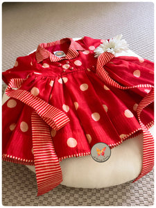 Polka & Stripes Blazer Cut Dress - Red