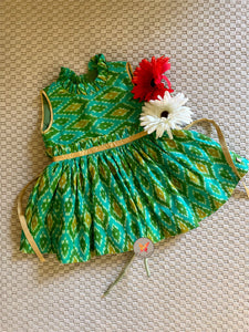 The Ikat Paperbag Dress- Green