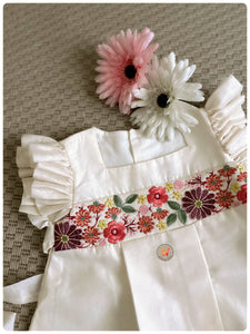 Vintage embroidered Dress- Ivory