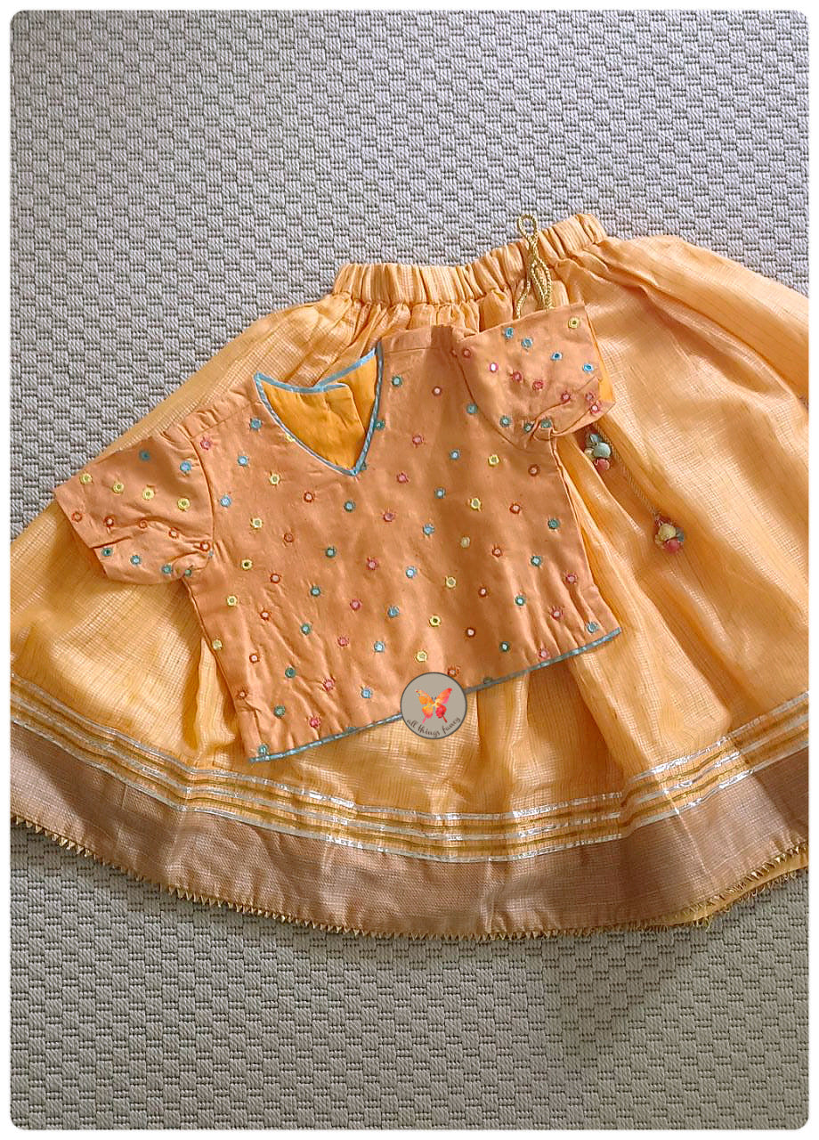 Mirrored Lehenga Set- Orange